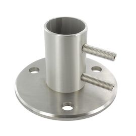 Tubular Stainless Steel Railing Components , Round Handrail Base Flange