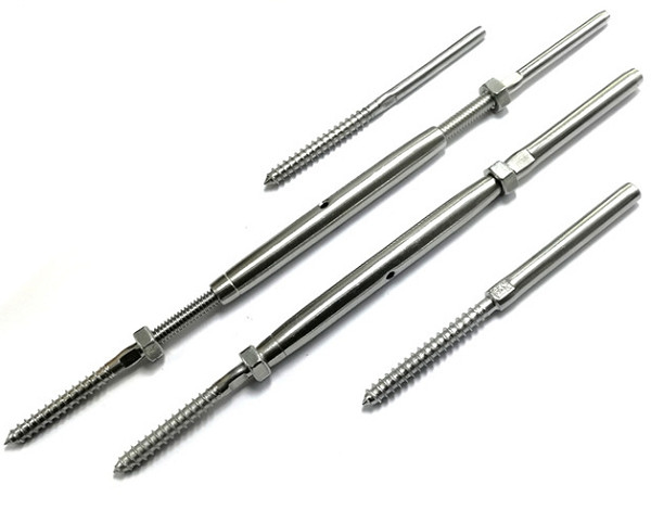 304 316 Stainless Steel Cable Railing Components / Turnbuckle With Stub Ends