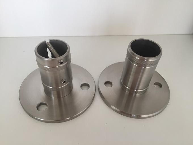Tubular Stainless Steel Railing Components , Round Handrail Base Flange